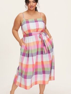 Kate Spade X Target Colorful Plaid Tie-waist Midi Dress Size Medium